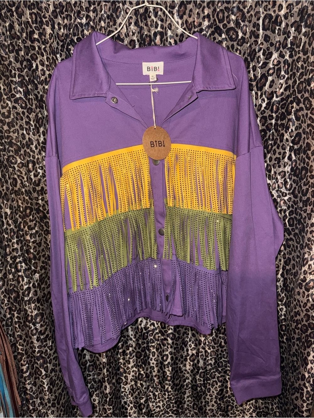 BiBi Purple Jacket with Yellow & Green Fringe Panels